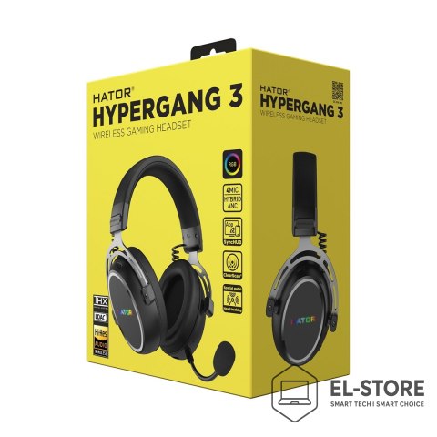 No name HATOR Hypergang 3 Wireless Zestaw słuchawkowy Bezprzewodowy Opaska na głowę Gaming USB Type-C / USB Type-A Bluetooth Czarny