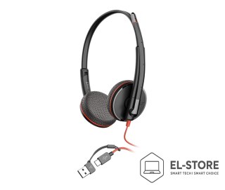POLY Poly Blackwire 3225 Stereo USB-C Headset +3.5mm Plug +USB-C/A Adapter (Bulk)