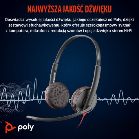 POLY Poly Blackwire 3225 Stereo USB-C Headset +3.5mm Plug +USB-C/A Adapter (Bulk)