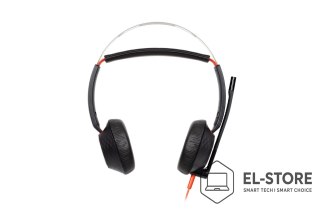 POLY Poly Blackwire 5220 Stereo USB-C Headset +3.5mm Plug +USB-C/A Adapter