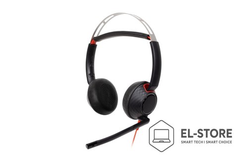 POLY Poly Blackwire 5220 Stereo USB-C Headset +3.5mm Plug +USB-C/A Adapter