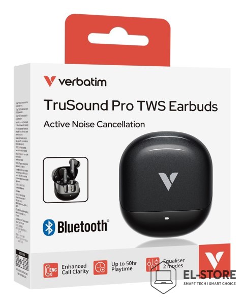 Verbatim Verbatim TruSound Pro Zestaw słuchawkowy Bezprzewodowy Douszny Połączenia/muzyka Bluetooth Czarny