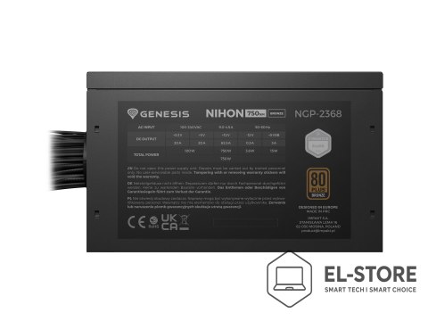 GENESIS GENESIS Nihon 750NM moduł zasilaczy 750 W 20+4 pin ATX ATX Czarny