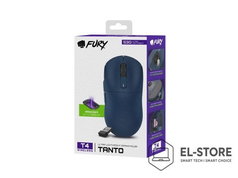 FURY Mysz dla graczy Fury Tanto T4 12000DPI RGB granatowa gamingowa bezprzewodowa