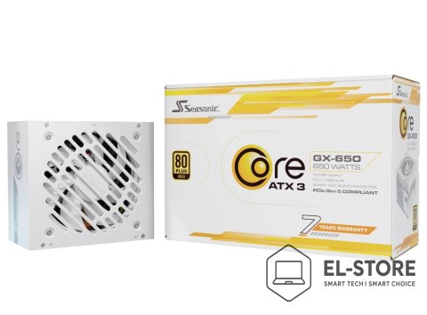 Seasonic Zasilacz SeaSonic Core GX-650 SRP-CGX651-A5A32SF-W ATX 3 650W Biały