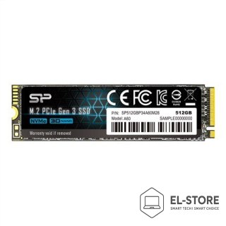 Silicon Power Dysk SSD Silicon Power A60 512GB M.2 PCIe NVMe Gen3x4 TLC 2200/1600 MB/s (SP512GBP34A60M28)