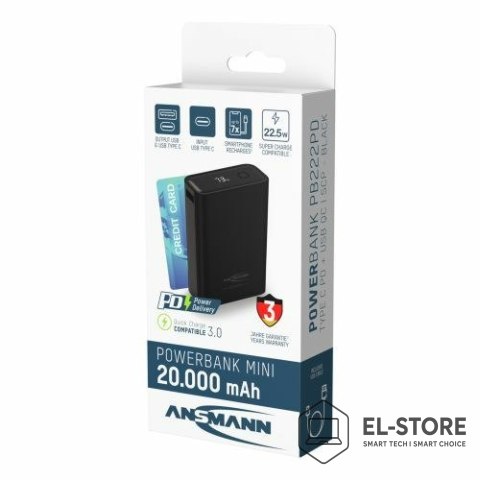 ANSMANN Ansmann PB222PD Litowo-polimerowy (LiPo) 20000 mAh Czarny