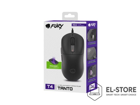 FURY Mysz dla graczy Fury Tanto T4 12000DPI RGB czarna gamingowa przewodowa