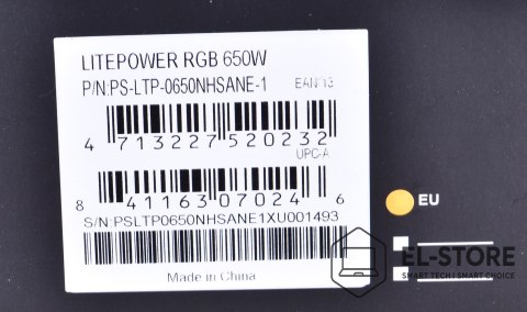 Thermaltake Zasilacz Thermaltake Litepower RGB PS-LTP-0650NHSANE-1 (650 W; Aktywne; 120 mm)