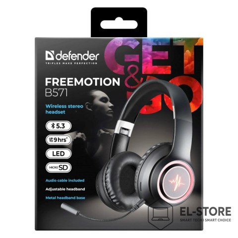 Defender DEFENDER SŁUCHAWKI BLUETOOTH FREEMOTION B571 CZARNE LED