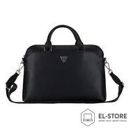 No name Torba na laptopa Guess z poliuretanu z ziarnistym trójkątnym Logo 13/14/15" w kolorze czarnym