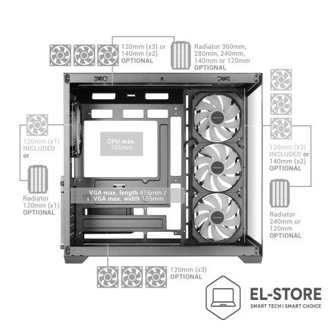 TACENS TACENS MARS MC-V5 4xARGB USB-C ATX-obudowa/cases