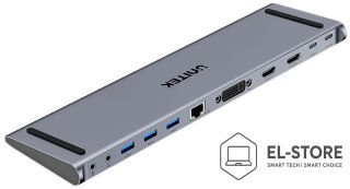 UNITEK Stacja dokująca Unitek USB-C z DisplayLink 4K | 4K@30Hz | 5Gbps | PD 100W