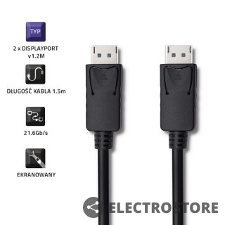 Qoltec Kabel DisplayPort v1.2 męski | DisplayPort v1.2 męski | 4K | 1.5m