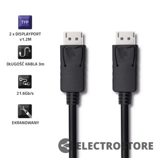 Qoltec Kabel DisplayPort v1.2 męski | DisplayPort v1.2 męski | 4K |3m