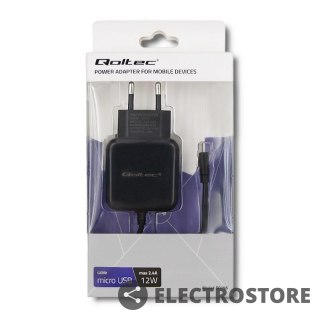 Qoltec Ładowarka sieciowa 5V | 2.4A | 12W | Micro USB | Czarna