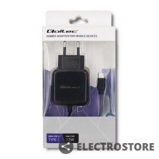 Qoltec Ładowarka sieciowa 5V | 2.4A | 12W | USB typ C | Czarna