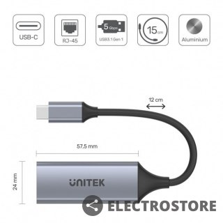 Unitek Adapter USB-C 3.1 GEN 1 RJ45; 1000 Mbps; U1312A
