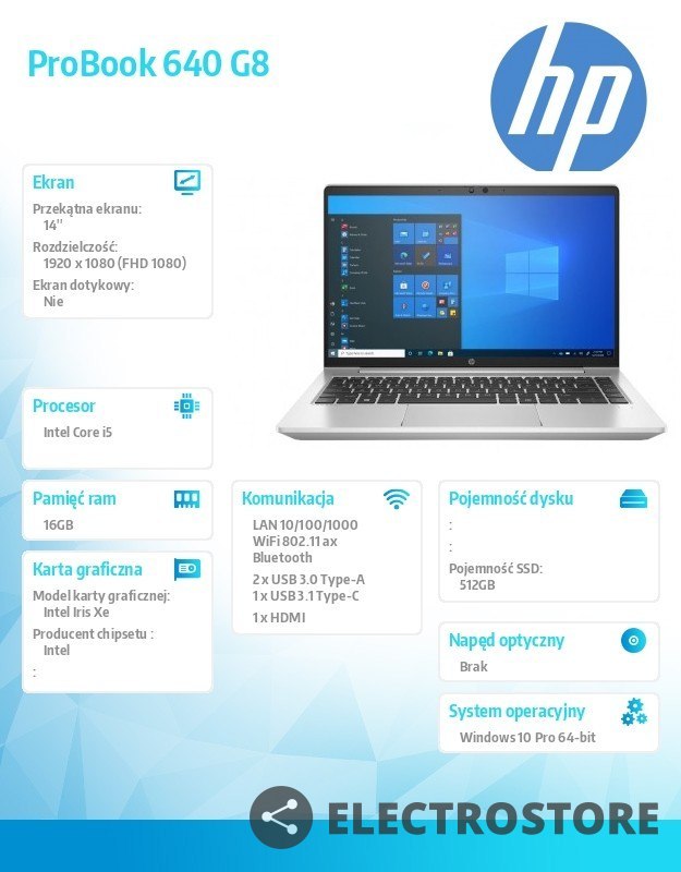 HP Inc. Notebook ProBook 640 G8 i5-1145G7 512/16/W10P/14 43A40EA