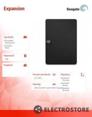 Seagate Dysk zewnętrzny Expansion 5TB 2,5 STKM5000400 czarny