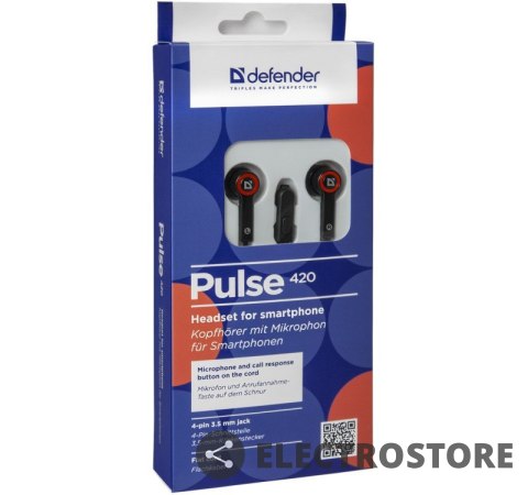 Defender Słuchawki przewodowe douszne PULSE 420 Defender Słuchawki przewodowe douszne PULSE 420