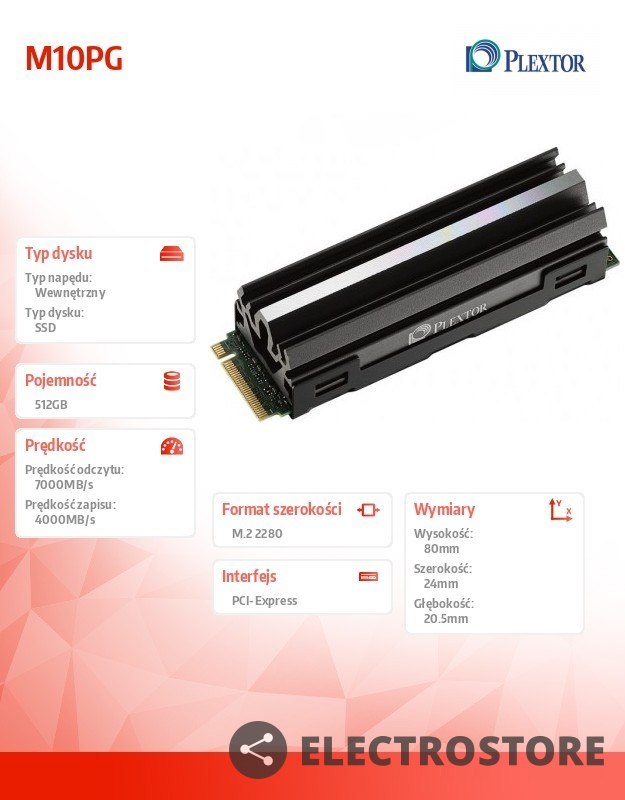 Plextor Dysk SSD PLX M10PG 512GB M.2 2280 PCIe gen.4x4.0