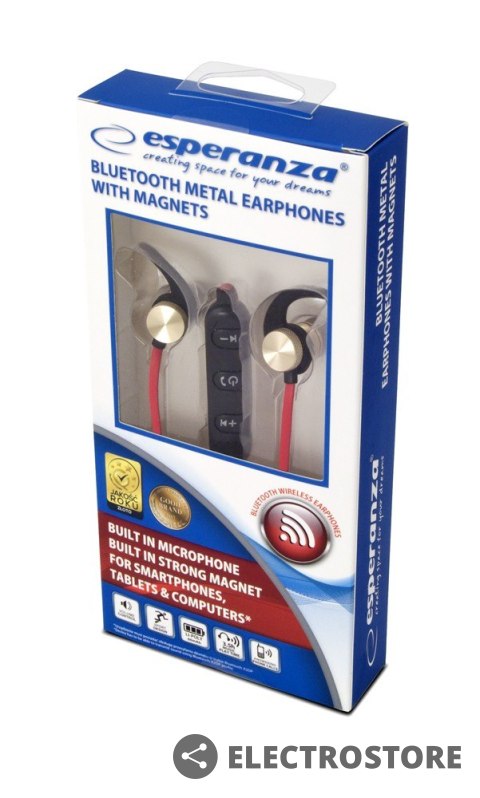 Esperanza Słuchawki douszne Bluetooth metalowe Miedziane Esperanza Słuchawki douszne Bluetooth metalowe Miedziane