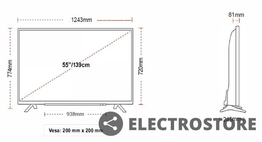 Toshiba Telewizor LED 55 cali 55UL3C63DG Toshiba Telewizor LED 55 cali 55UL3C63DG