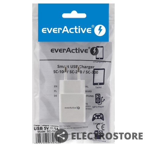 EverActive Ładowarka sieciowa 1xUSB SC100 1A Biała EverActive Ładowarka sieciowa 1xUSB SC100 1A Biała