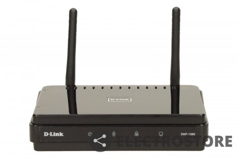 D-Link DAP-1360 punkt dostępu WiFi N300 (2.4GHz) 1xLAN 2xRP-SMA (odkręcane) MIMO WDS