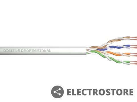 Digitus Kabel teleinformatyczny instalacyjny kat.5e, U/UTP, Eca, drut, AWG 24/1, PVC, 305m, szary, karton