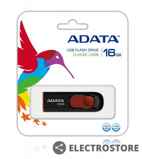 Adata Pendrive DashDrive Classic C008 16GB USB2.0 czarno-czerwony