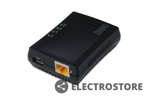 Digitus Wielofunkcyjny serwer wydruku/Print server 1xUSB 2.0 Hub sieciowy, NAS, 1x RJ45, LAN 10/100Mbps