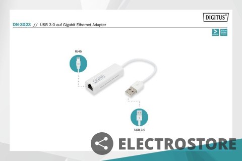 Digitus Karta sieciowa przewodowa USB 3.0 do Gigabit Ethernet 10/100/1000Mbps Digitus Karta sieciowa przewodowa USB 3.0 do Gigabit Ethernet 10/100/1000Mbps