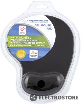 Esperanza PODKŁADKA POD MYSZ ŻELOWA EA137K CZARNA / wymiary 230x190mm / grubość 20mm
