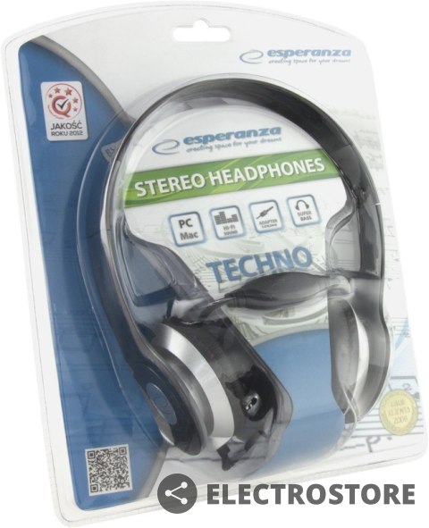 Esperanza SŁUCHAWKI AUDIO STEREO TECHNO EH145K CZARNE Esperanza SŁUCHAWKI AUDIO STEREO TECHNO EH145K CZARNE
