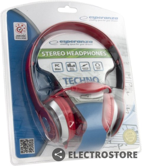 Esperanza SŁUCHAWKI AUDIO STEREO TECHNO EH145R CZERWONE Esperanza SŁUCHAWKI AUDIO STEREO TECHNO EH145R CZERWONE