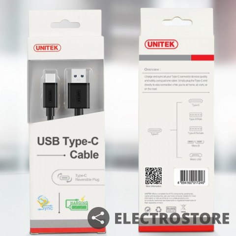 Unitek Kabel USB TYP-C DO USB 3.0; 1m; Y-C474BK Unitek Kabel USB TYP-C DO USB 3.0; 1m; Y-C474BK