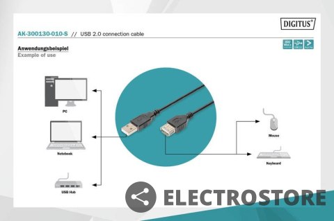Digitus Kabel połączeniowy USB 2.0 HighSpeed "Canon" Typ USB A/miniUSB B (5pin) M/M czarny 1m Digitus Kabel połączeniowy USB 2.0 HighSpeed "Canon" Typ USB A/miniUSB B (5pin) M/M czarny 1m