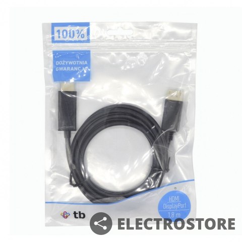 TB DisplayPort - HDMI Kabel 1.8m. czarny TB DisplayPort - HDMI Kabel 1.8m. czarny