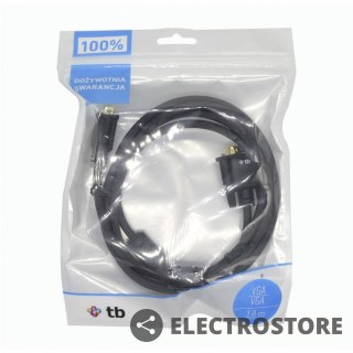 TB Kabel VGA 15M-15M 1.8 m., czarny pozłacany
