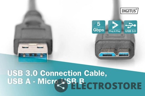 Digitus Kabel połączeniowy USB 3.1 Gen.1 SuperSpeed 5Gbps Typ USB A/microUSB B M/M czarny 0,25m Digitus Kabel połączeniowy USB 3.1 Gen.1 SuperSpeed 5Gbps Typ USB A/microUSB B M/M czarny 0,25m