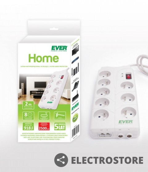 EVER Listwa Home 2M 8 gniazd Filtrująca EVER Listwa Home 2M 8 gniazd Filtrująca