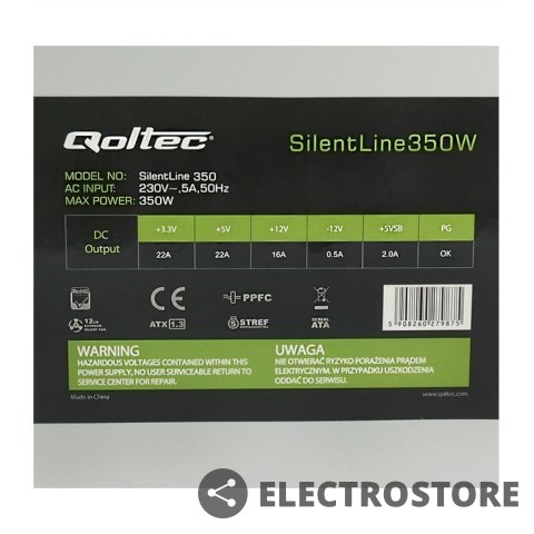 Qoltec Zasilacz ATX SilentLine 350W (bulk) Qoltec Zasilacz ATX SilentLine 350W (bulk)