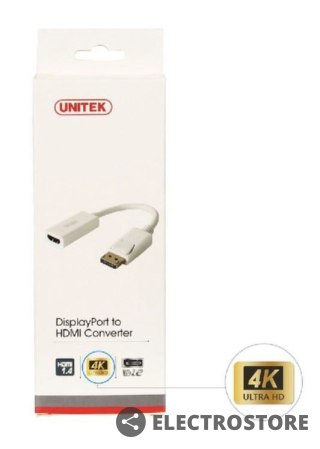 Unitek Adapter DisplayPort - HDMI 4K; Y-6332 BIAŁY