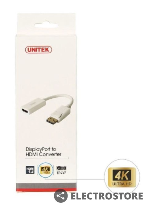 Unitek Adapter DisplayPort - HDMI 4K; Y-6332 BIAŁY Unitek Adapter DisplayPort - HDMI 4K; Y-6332 BIAŁY