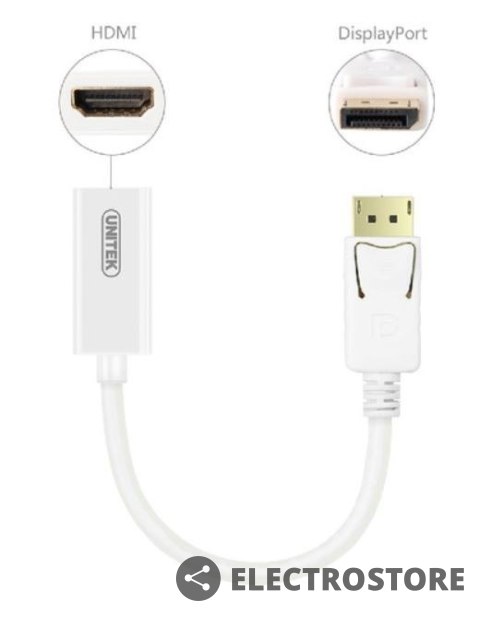 Unitek Adapter DisplayPort - HDMI 4K; Y-6332 BIAŁY Unitek Adapter DisplayPort - HDMI 4K; Y-6332 BIAŁY