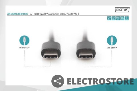 Digitus Kabel połączeniowy USB 2.0 HighSpeed Typ USB C/USB C M/M 1,8m Czarny Digitus Kabel połączeniowy USB 2.0 HighSpeed Typ USB C/USB C M/M 1,8m Czarny