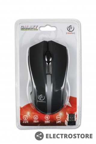 Rebeltec Bezprzewodowa mysz optyczna, GALAXY Black/silver, powierzchnia gumowana