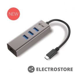 I-tec USB-C Metal 3-portowy HUB z adapterem Gigabit Ethernet